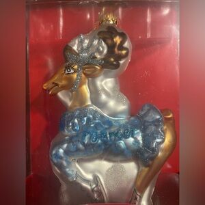 Christmas tree ornament-Dancer,Santa's Reindeer Glass- Hand painted by artisans.
